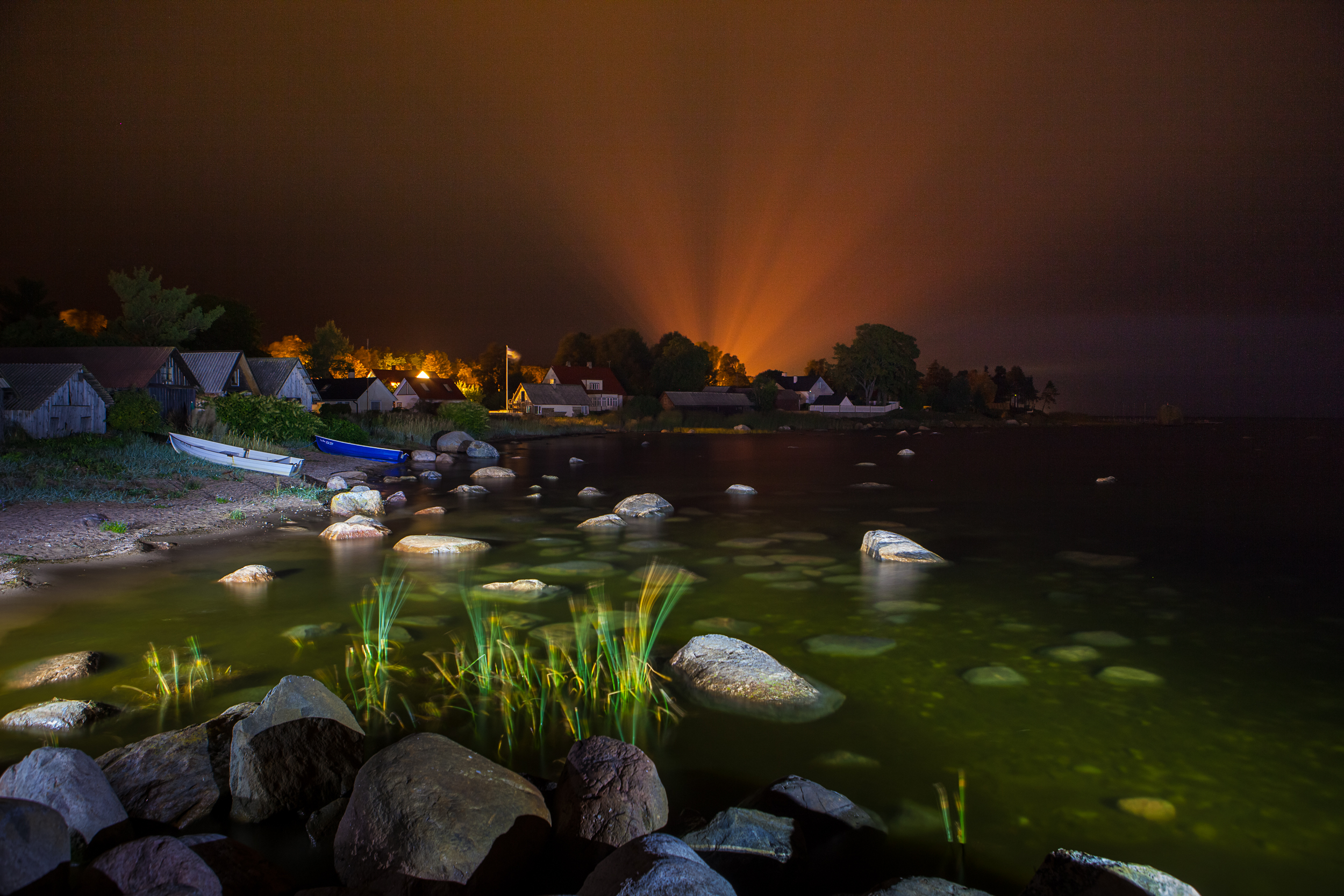 Boulders in the Baltic Sea beside Käsmu village at night, Estonia